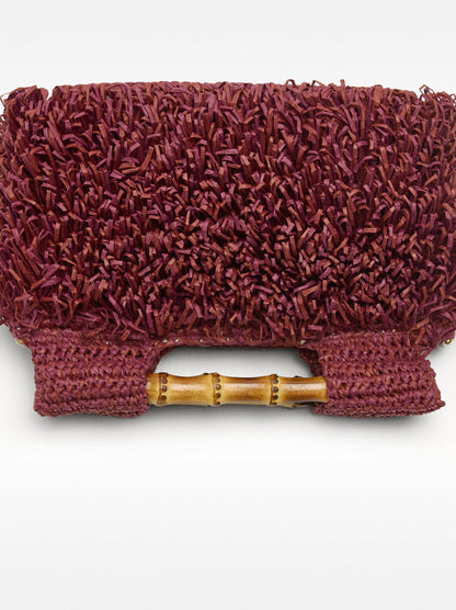 Straw-Effect Handbag With Bamboo