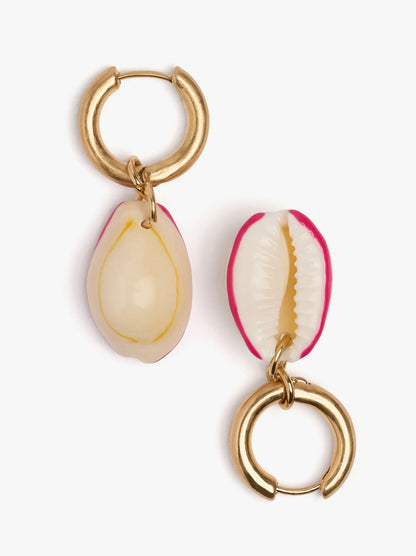 Hoop Earrings With Enamelled Shells