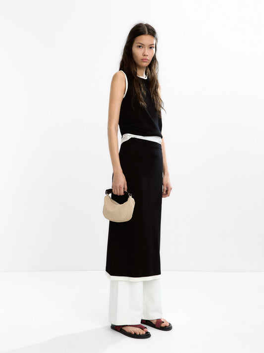 Contrast Knit Midi Skirt