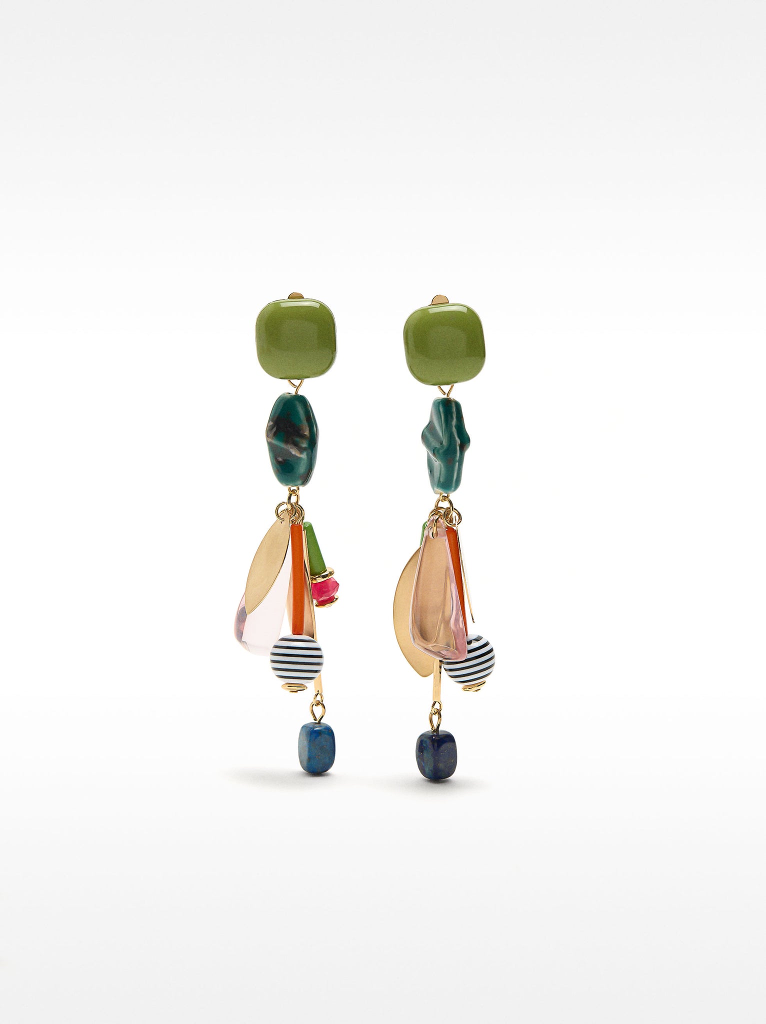 Long Earrings With Stone And Resin