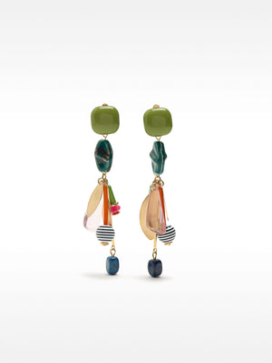 Long Earrings With Stone And Resin