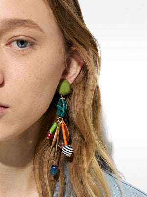 Long Earrings With Stone And Resin