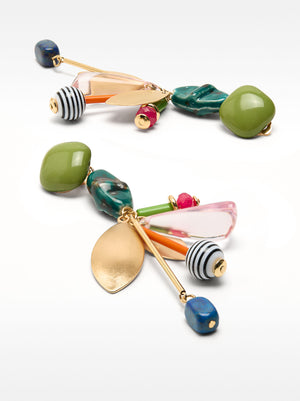 Long Earrings With Stone And Resin