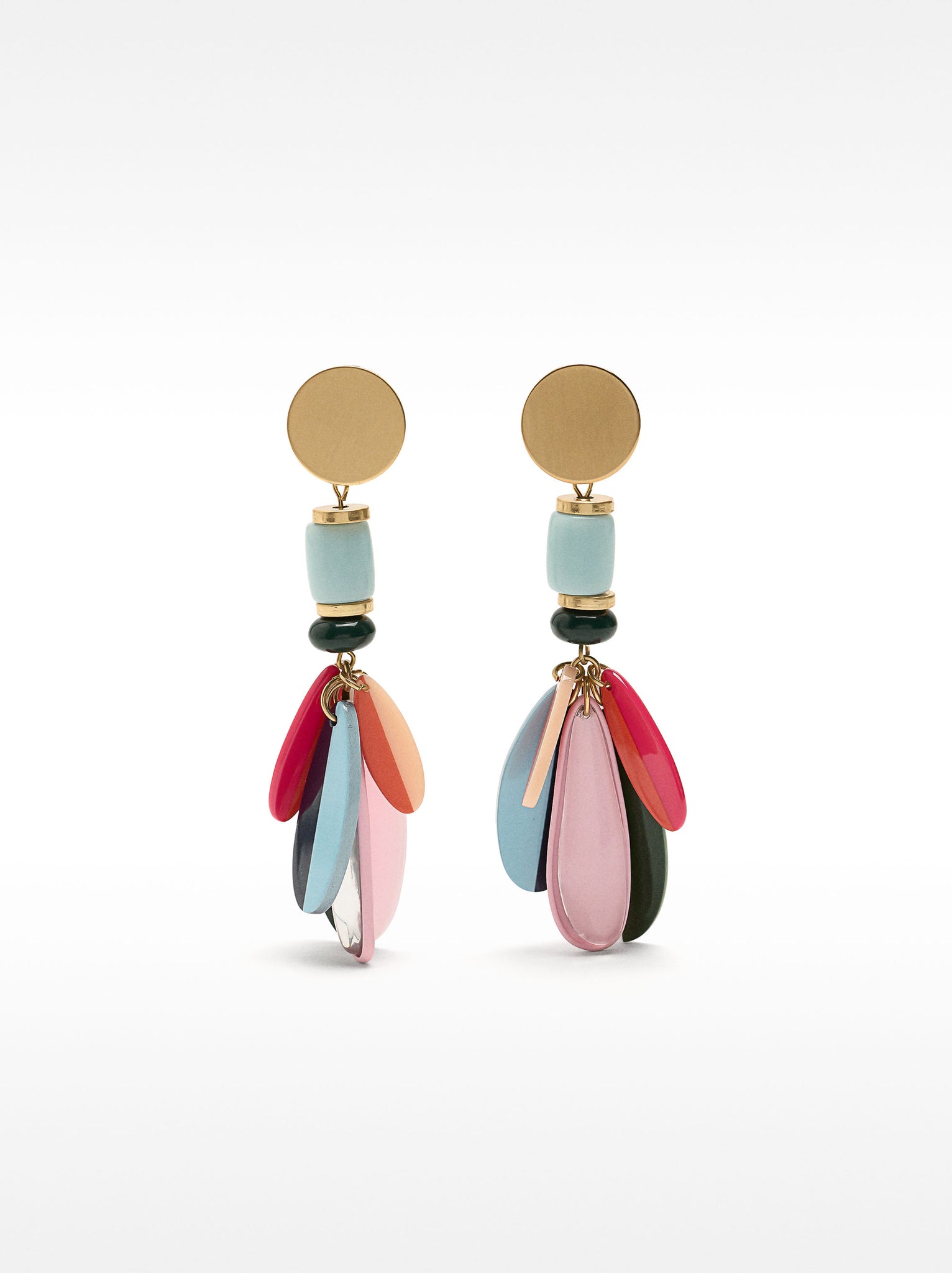 Multicolor Petal Long Earrings