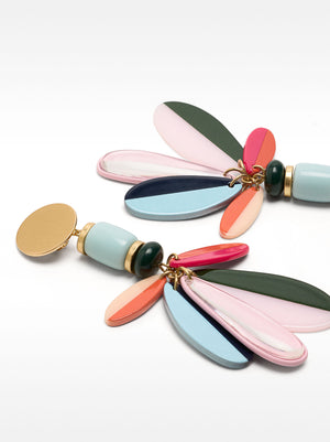 Multicolor Petal Long Earrings