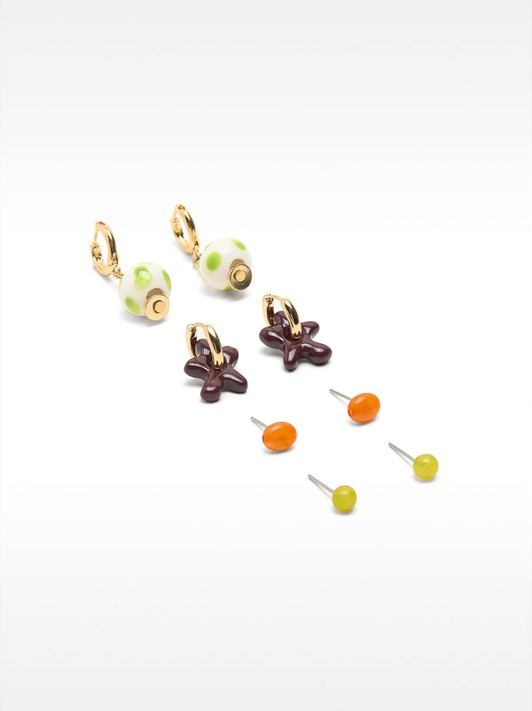 Set Of Ceramic And Resin Earrings