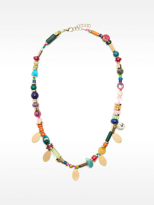 Short Necklace With Ceramic And Stones