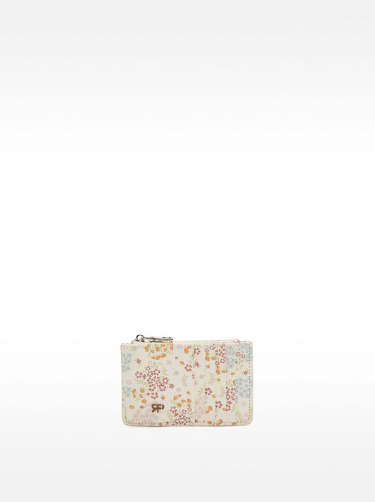 Card Holder With Textured Floral Print