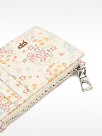 Card Holder With Textured Floral Print