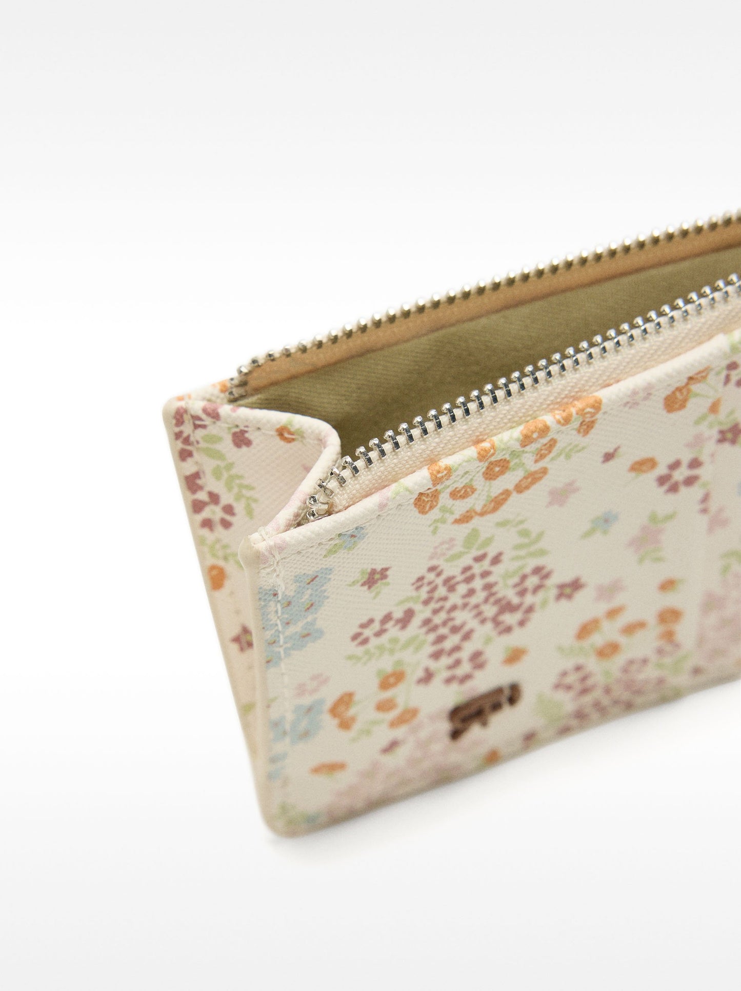 Card Holder With Textured Floral Print