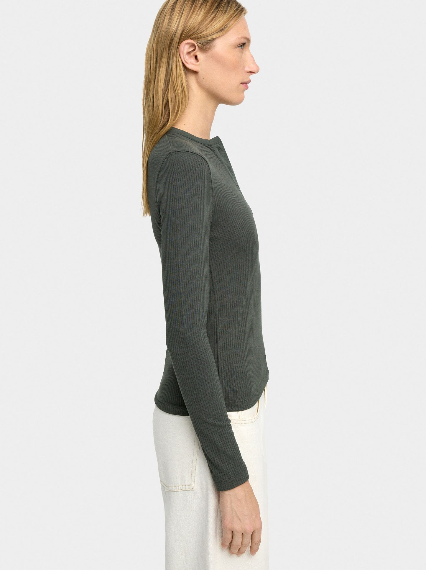 Ribbed T-Shirt With Long Sleeves