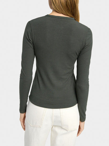 Ribbed T-Shirt With Long Sleeves
