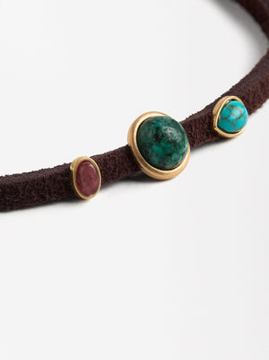 Leather Cord Bracelet With Stones