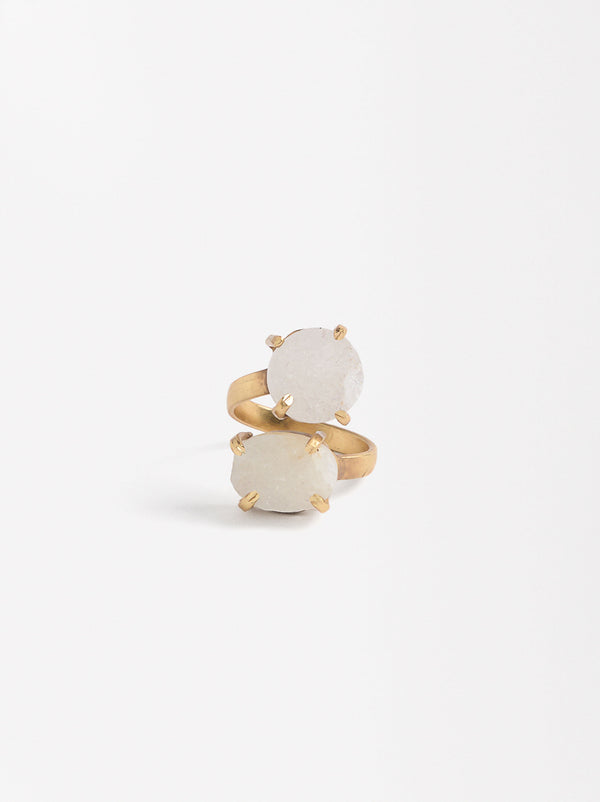 Crossed Ring With Stones