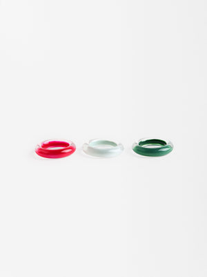 Set Of Rings With Enamel