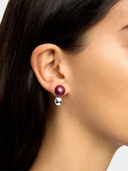 Enameled Earrings With Spheres