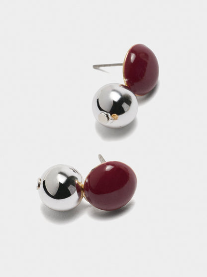 Enameled Earrings With Spheres