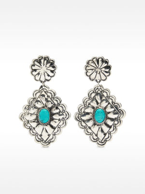 Diamond-Shaped Earrings With Stone