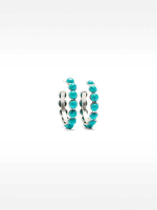 Open Hoops Earrings With Stone