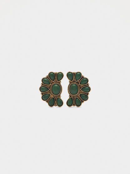 Half-Flower Earrings With Stones