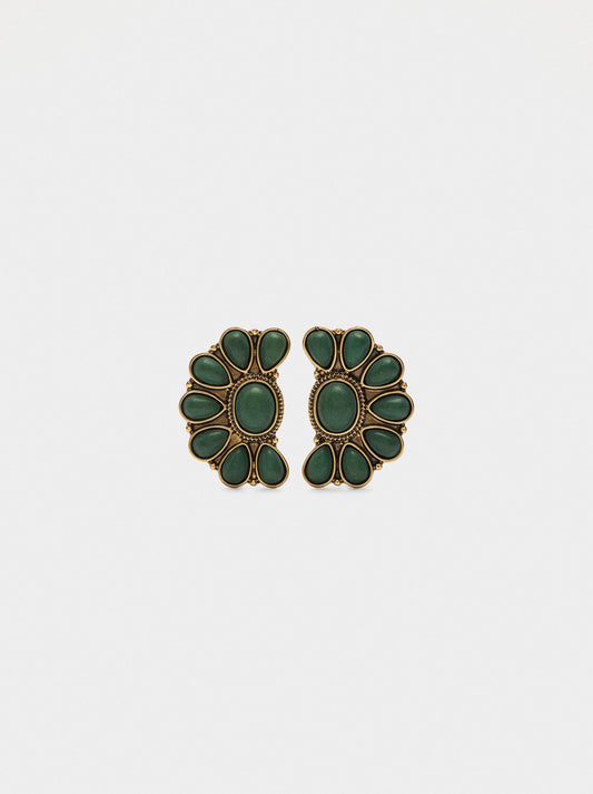 Half-Flower Earrings With Stones