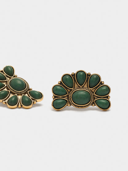 Half-Flower Earrings With Stones