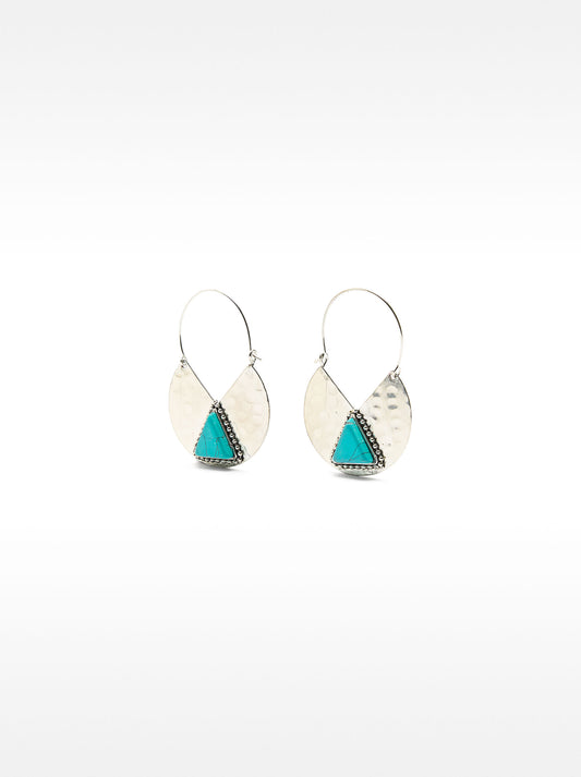 Triangular Stone Hoop Earrings