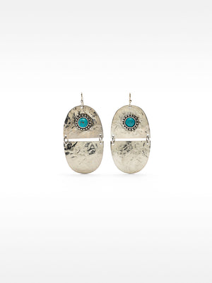 Oval Long Earrings With Stone