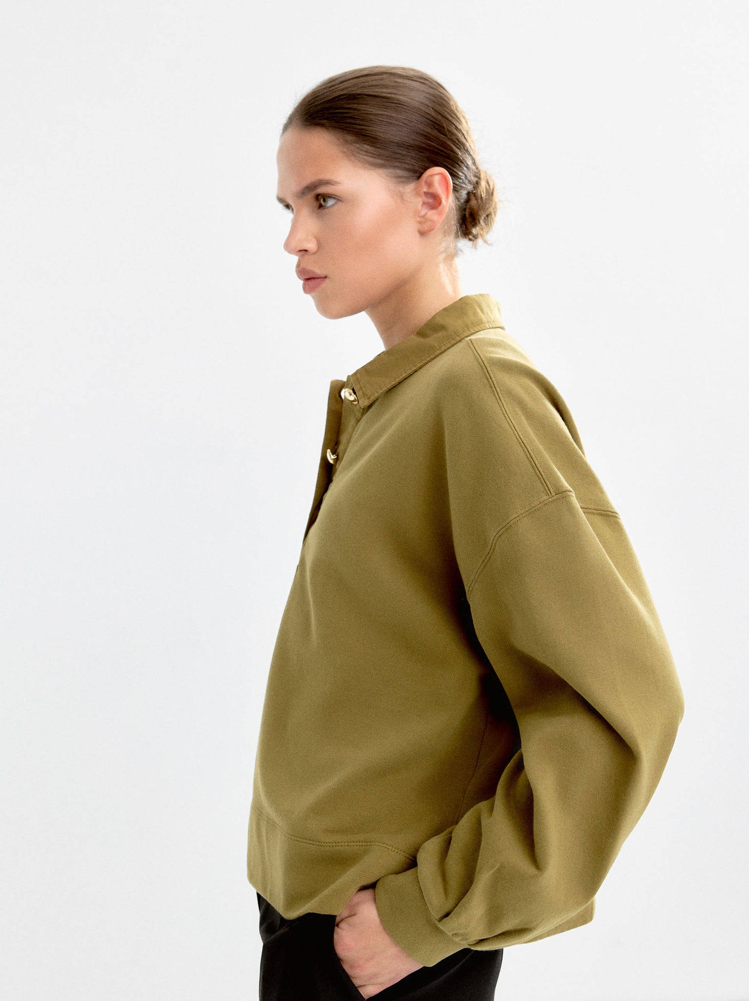 100% Cotton Sweatshirt Polo Collar