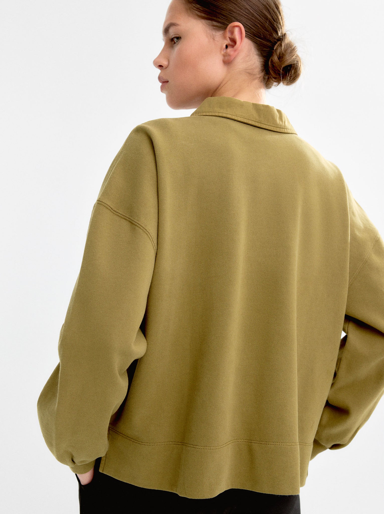 100% Cotton Sweatshirt Polo Collar