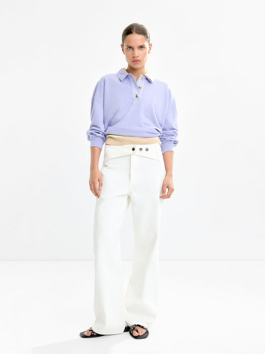100% Cotton Sweatshirt Polo Collar