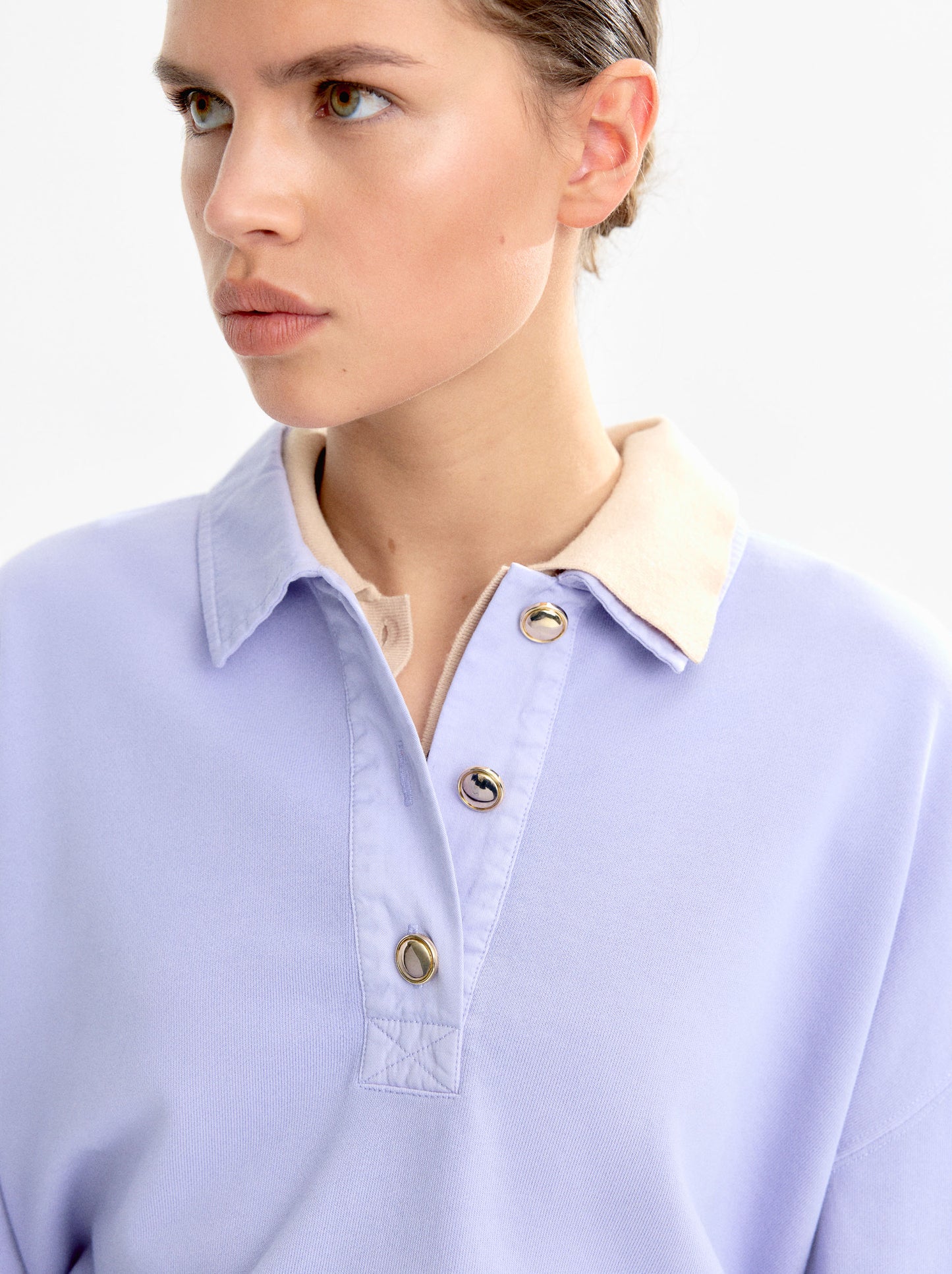 100% Cotton Sweatshirt Polo Collar
