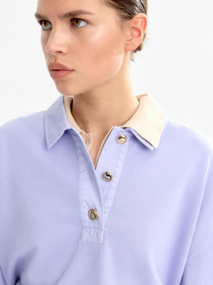 100% Cotton Sweatshirt Polo Collar