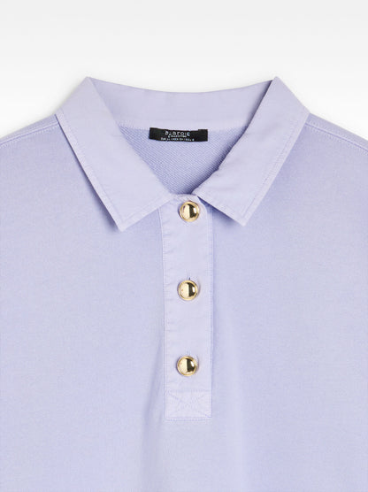 100% Cotton Sweatshirt Polo Collar