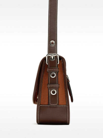 Fabric Crossbody Bag With Flap Closure