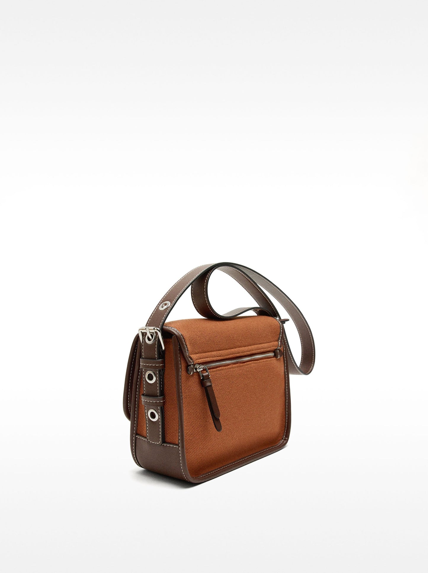 Fabric Crossbody Bag With Flap Closure