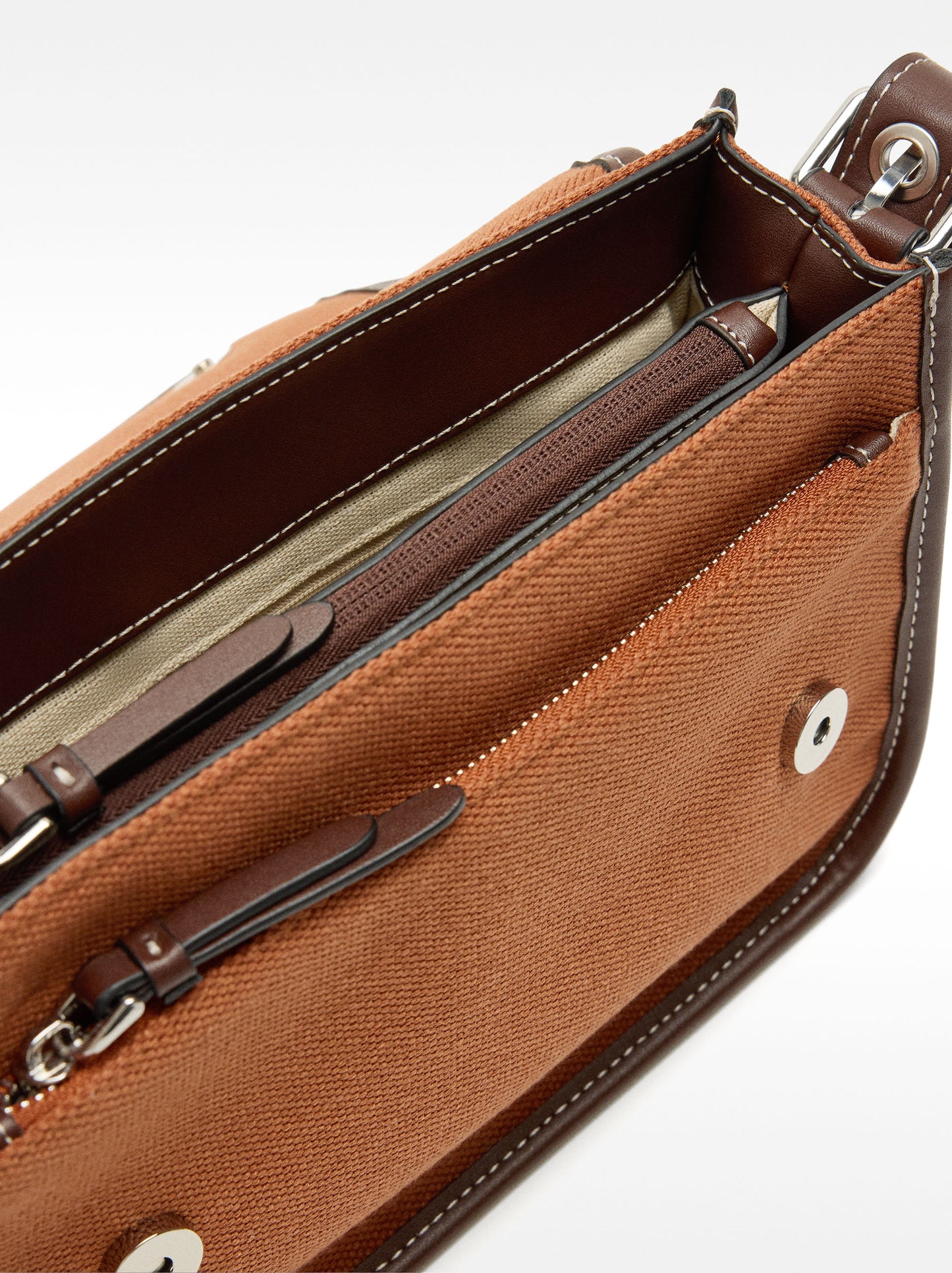 Fabric Crossbody Bag With Flap Closure