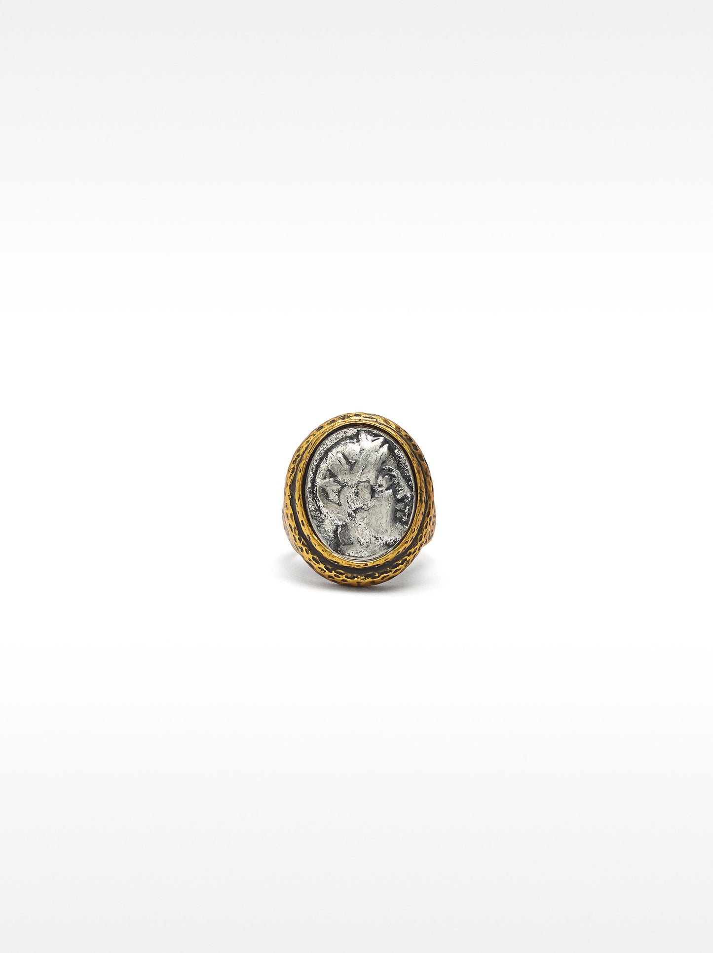 Two-Tone Signet Ring With Aged Effect