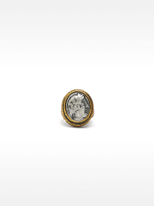 Two-Tone Signet Ring With Aged Effect