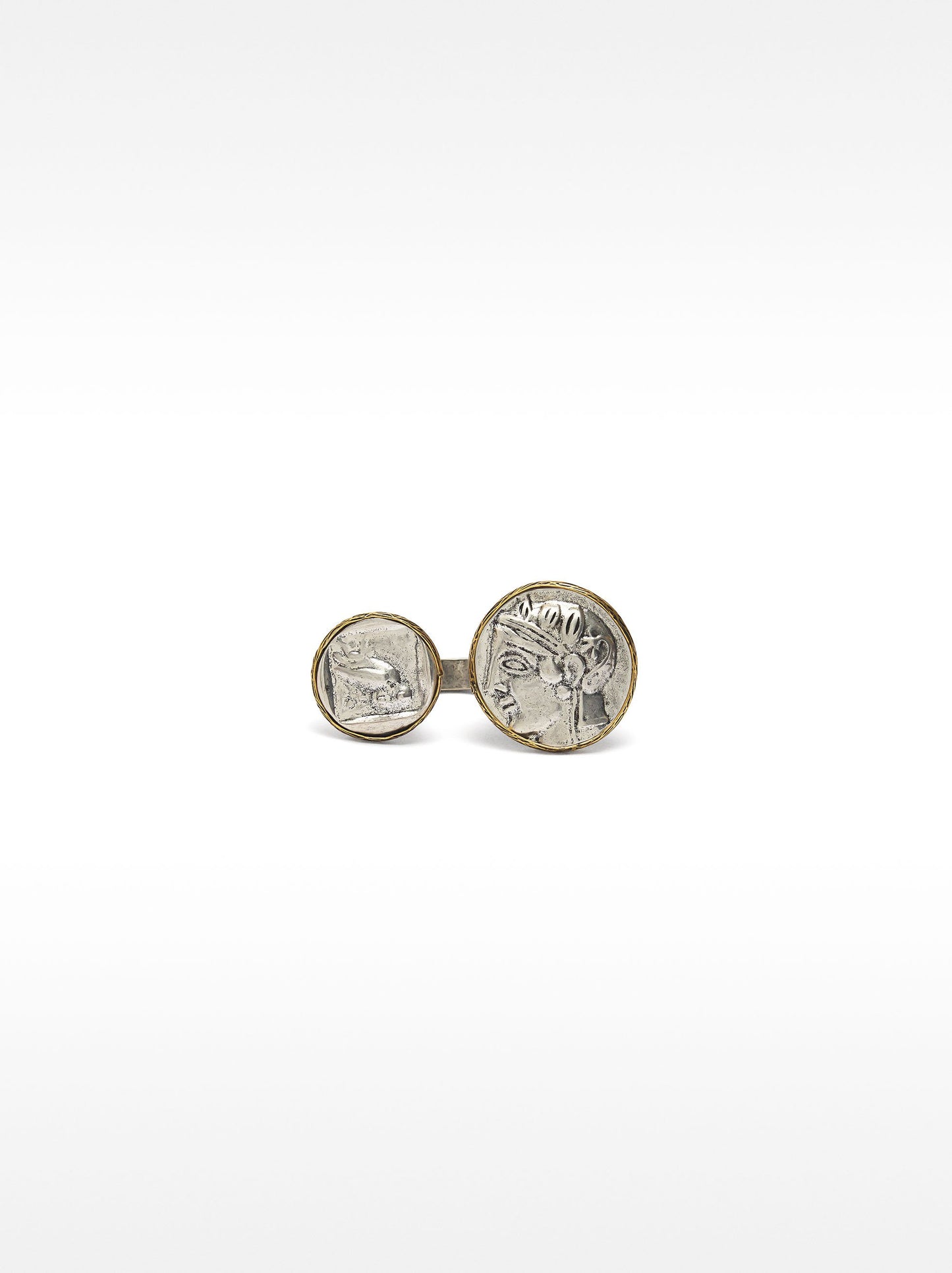 Double Medal Ring With Aged Effect