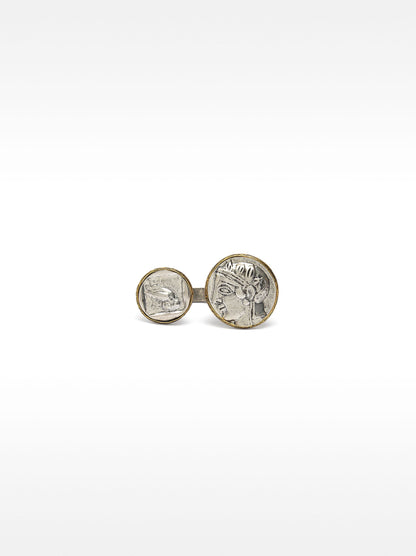 Double Medal Ring With Aged Effect