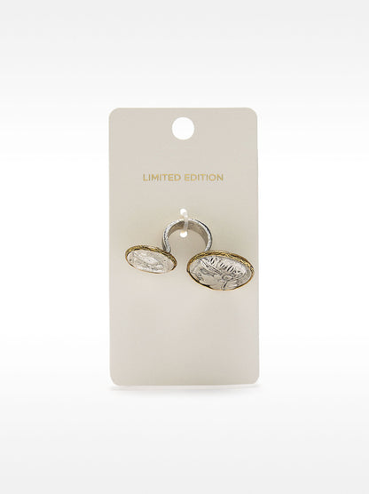 Double Medal Ring With Aged Effect