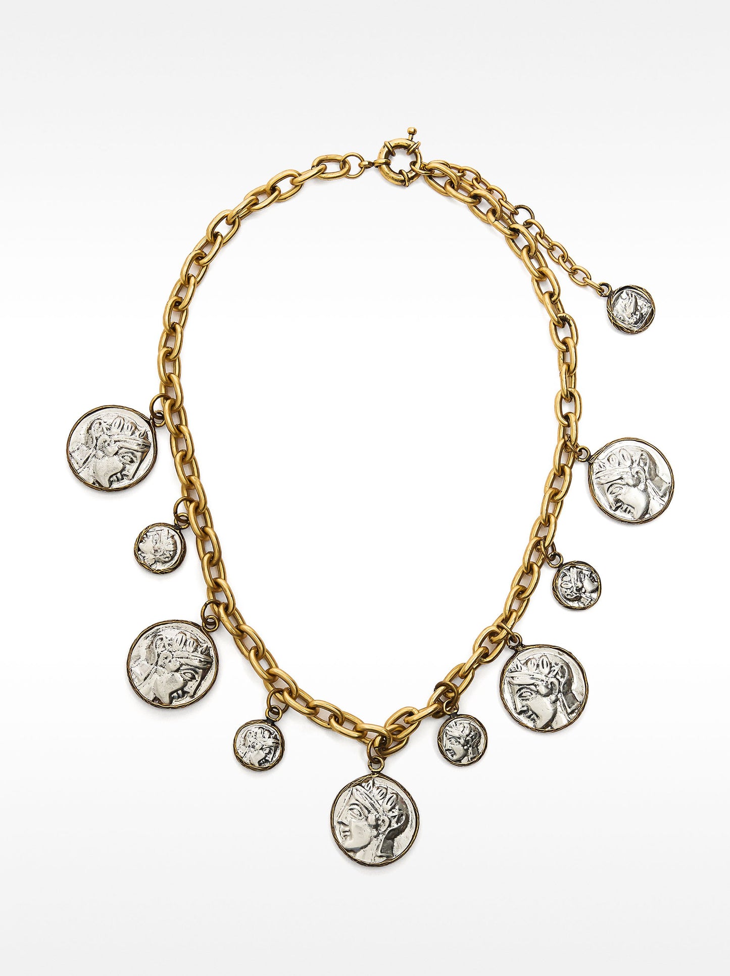 Chain Necklace With Aged-Effect Medals