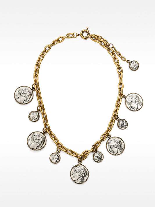 Chain Necklace With Aged-Effect Medals