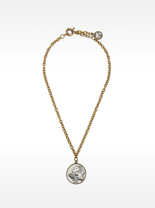 Chain Necklace With Aged-Effect Medal