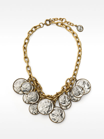 Chain Necklace With Aged-Effect Medals