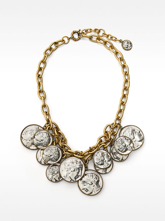 Chain Necklace With Aged-Effect Medals