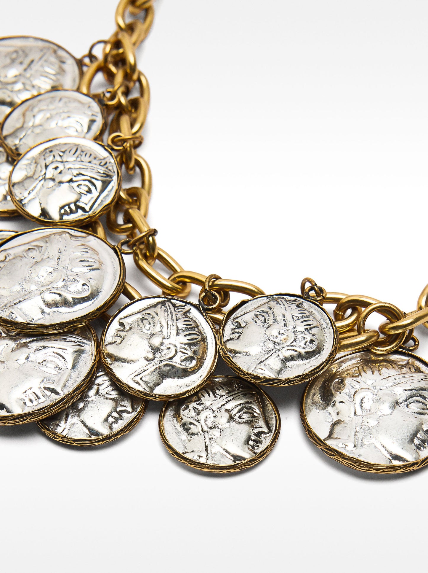 Chain Necklace With Aged-Effect Medals