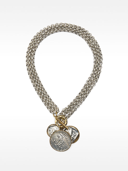 Wide Chain Necklace With Medals