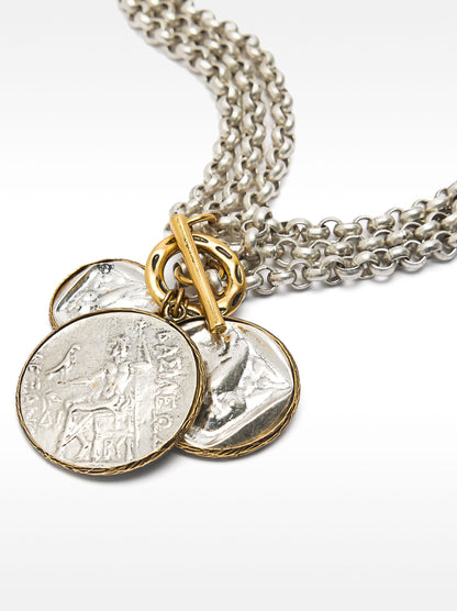 Wide Chain Necklace With Medals